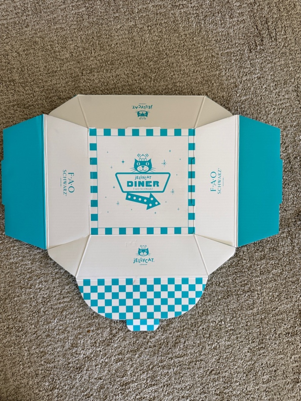 Jellycat Teal & White Checkerboard Diner Gift Box